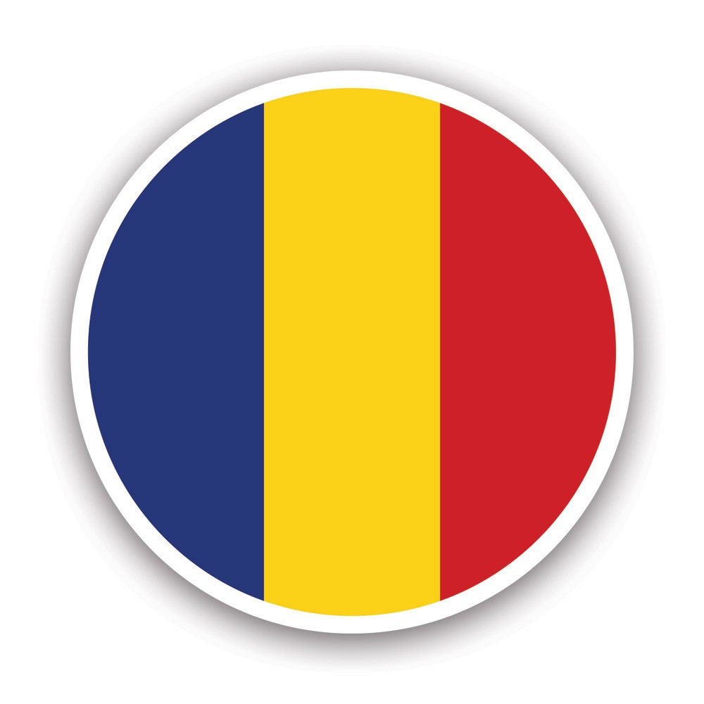 Romania Sticker Round Romanian Flag Sticker - Decal - American Made - UV Protected ...