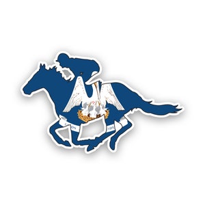 Louisiana LA Horse Racing State Flag Sticker - Decal - American Made - UV Protected - jockey jockeys equestrian race horses