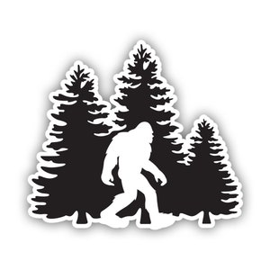 Bigfoot Trees Forest Sticker - Decal - American Made - UV Protected color sasquatch missing link big foot outdoors camping explore