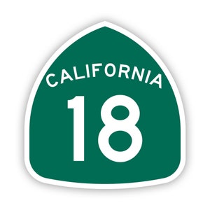 California State Route 18 Highway Sticker - Decal - American Made - UV Protected - freeway shield sign sr18