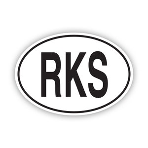 RKS Kosovo landcode ovale sticker - sticker - Amerikaans gemaakt - UV-beschermde Kosovaarse landcode euro ovalen