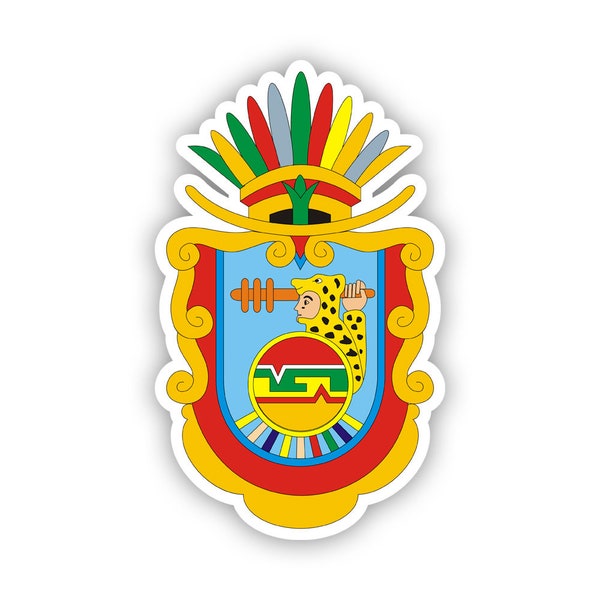 Etiqueta engomada del escudo de armas de Guerrero - Calcomanía - Fabricado en Estados Unidos - Protección UV gr gro estado libre y soberano de guerrero coa