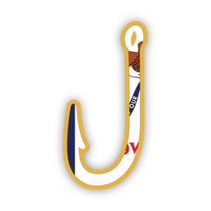 Iowa Fish Hook Aufkleber - Aufkleber - American Made - UV-geschützt - Flaggen-Fishhook-Winkelangeln