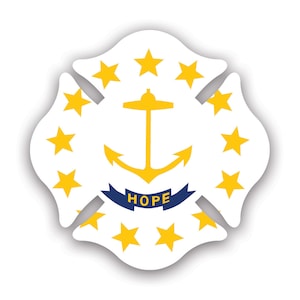 Rhode Island State Malteserkreuz-Aufkleber – Aufkleber – in Amerika hergestellt – UV-geschütztes Symbol für den First Responder des Fighter Dept