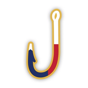 Texas Fish Hook Aufkleber - Aufkleber - American Made - UV geschützt - Flagge Fischhaken Winkelangeln