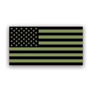 Sticker autocollant OD Green American Flag Subdued - Vinyle autocollant - Résistant aux intempéries - Fabriqué aux États-Unis - Amérique États-Unis Olive Stars and Stripes