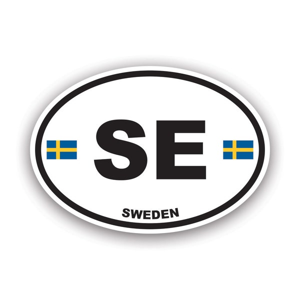 Sweden Oval Sticker - Decal - American Made - UV Protected swedish flag country code euro se v1