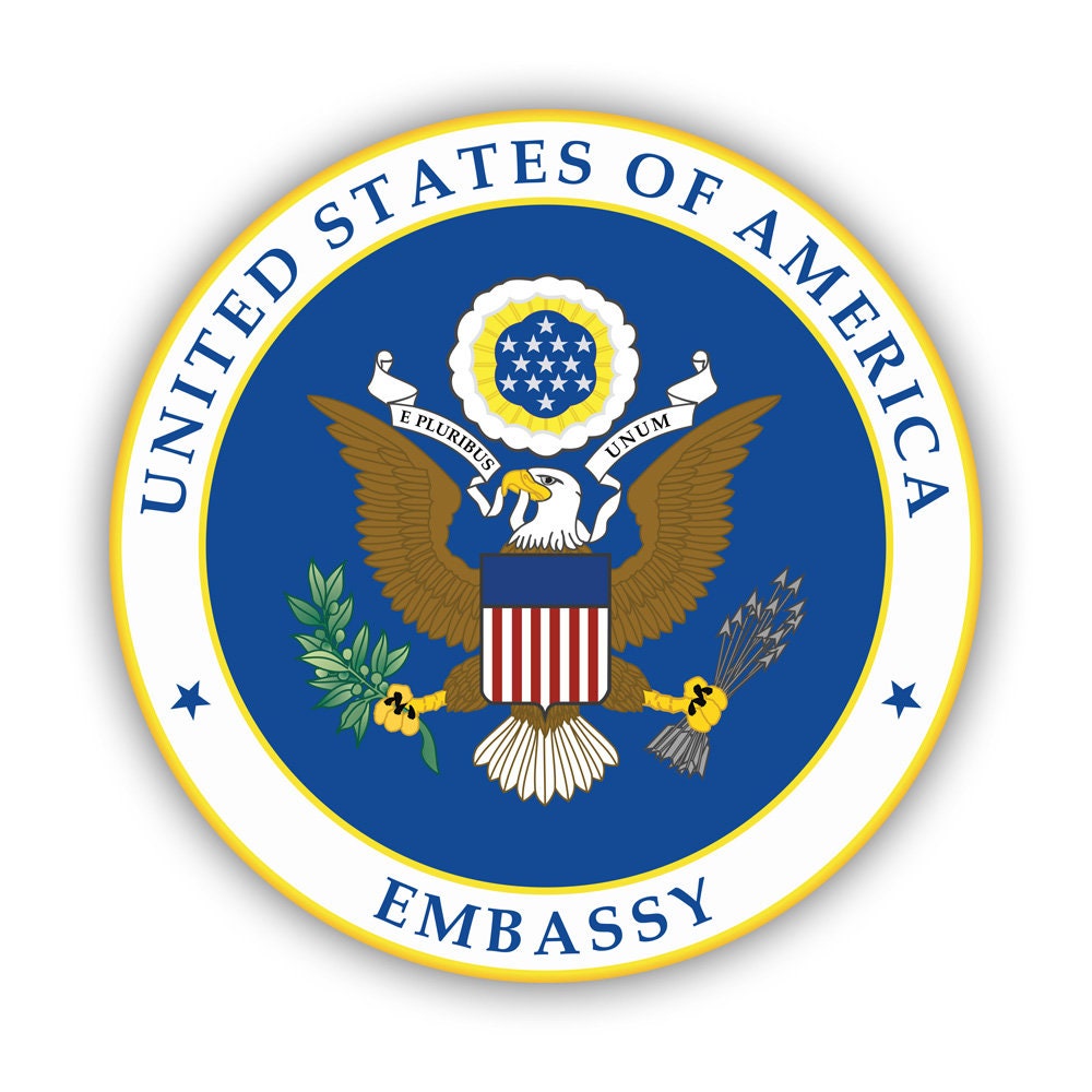 United States of America Embassy Seal Sticker - Decal - American Made - UV Protected - embassy embassador usa american