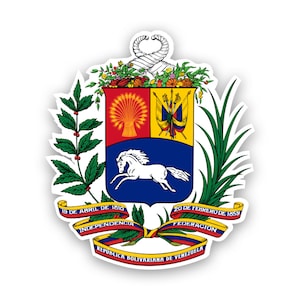 Venezuelan Coat of Arms Sticker - Decal - American Made - UV Protected venezuela flag ven ve coa