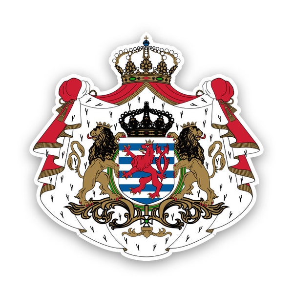 Luxembourger Coat of Arms Sticker - Decal - American Made - UV Protected luxembourg flag lux coa