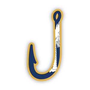South Carolina Fish Hook Aufkleber - Aufkleber - American Made - UV-geschützt - Flaggen-Fishhook-Winkelangeln