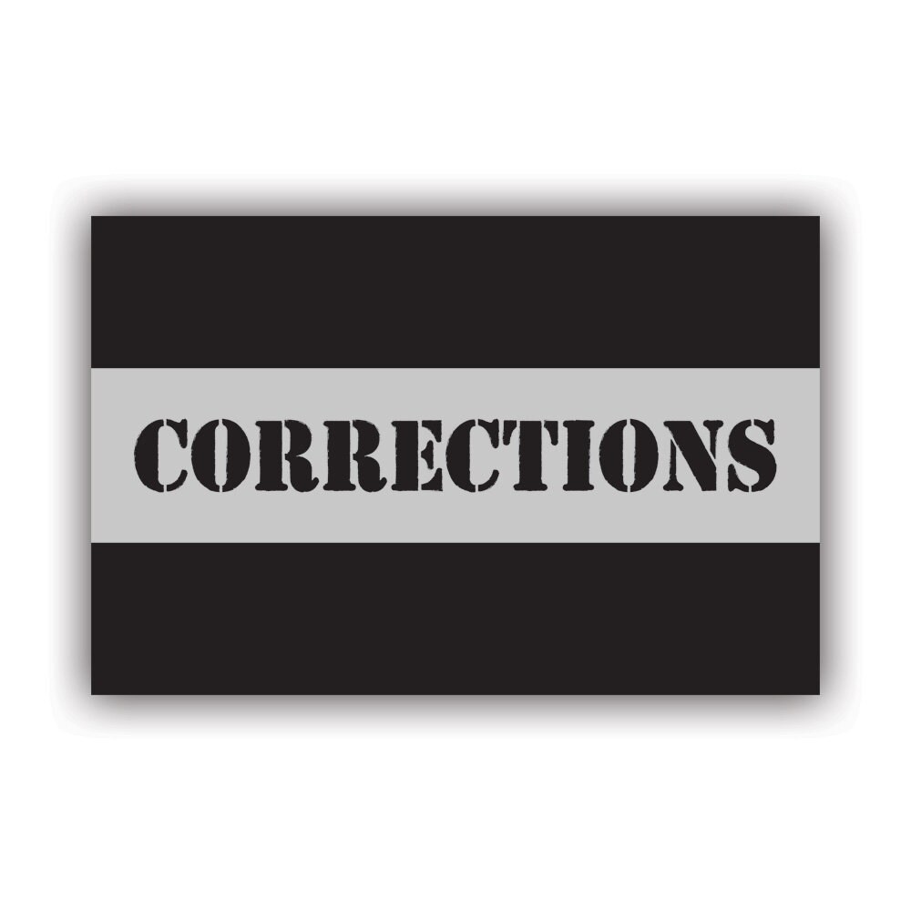 Thin Silver Line Corrections Flag Sticker - Decal - American Made - UV Protected - service prison correction jail