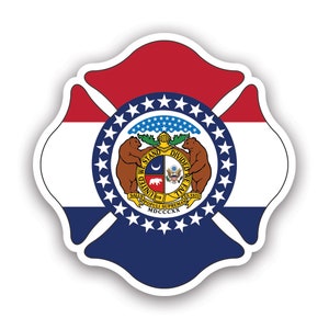Missouri State Maltese Cross Shaped Sticker - Decal - American Made - UV Protected  fighter dept first responder symbol of protection