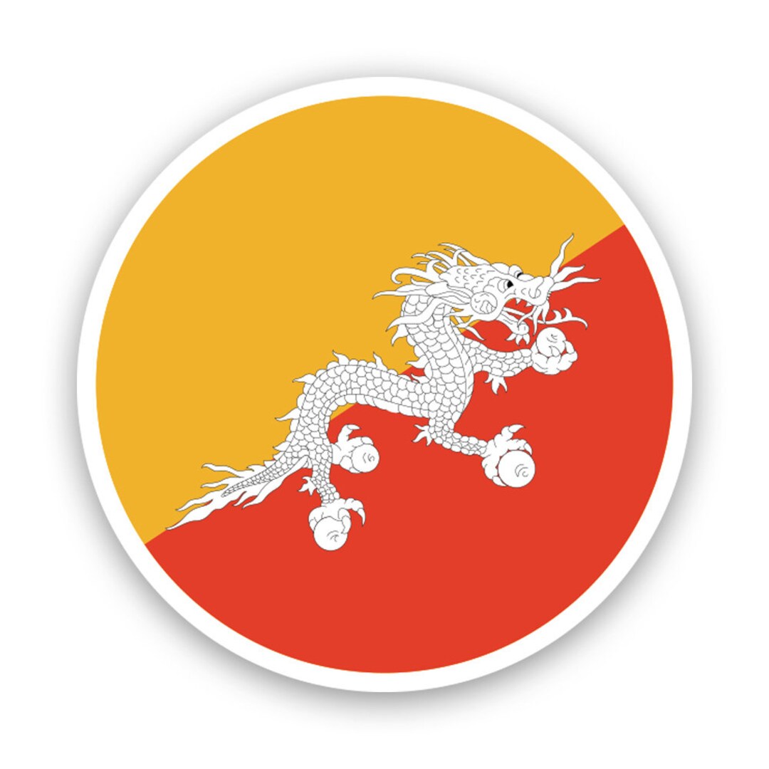 Round Bhutanese Flag Sticker - Decal - American Made - UV Protected ...