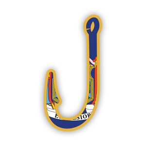 New York Fish Hook Aufkleber - Aufkleber - American Made - UV-geschützt - Flaggen-Fishhook-Winkelangeln