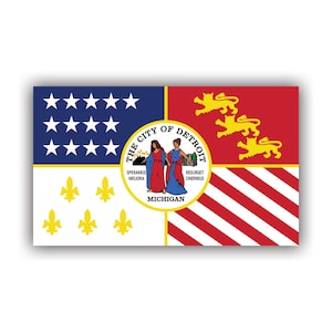 City of Detroit Flag Sticker - Decal - American Made - UV Protected - michigan motor city of
