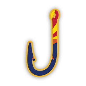 Arizona Fish Hook Aufkleber - Aufkleber - American Made - UV geschützt - Flagge Fischhaken Winkelangeln