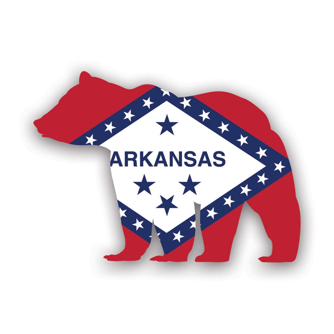 Arkansas Native Sticker Arkansas Bear Flag Sticker - Decal - American Made - UV Protected ...