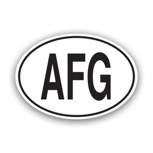 AFG Afghanistan Country Code Oval Sticker - Decal - American Made - UV Protected - afghanistani country code euro ovals