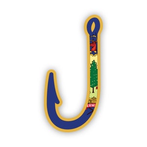 Vermont Fish Hook Aufkleber - Aufkleber - American Made - UV geschützt - Flagge Fischhaken Winkelangeln