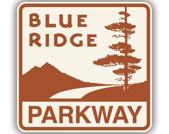 Vintage Blue Ridge Parkway Sticker - Decal - American Made - UV Protected - national park virginia va north Carolina nc