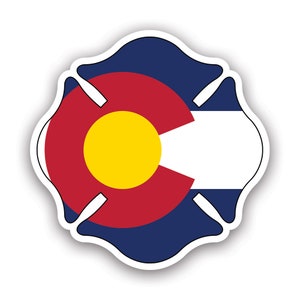 Colorado State Maltese Cross Shaped Sticker - Decal - American Made - UV Protected fire firefighter dept first responder symbol protection