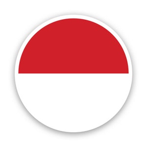 Round Indonesian Flag Sticker - Decal - American Made - UV Protected - indonesia idn id circle