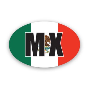 Mexico Oval Sticker - Decal - American Made - UV Protected mexican flag country code euro mx v4