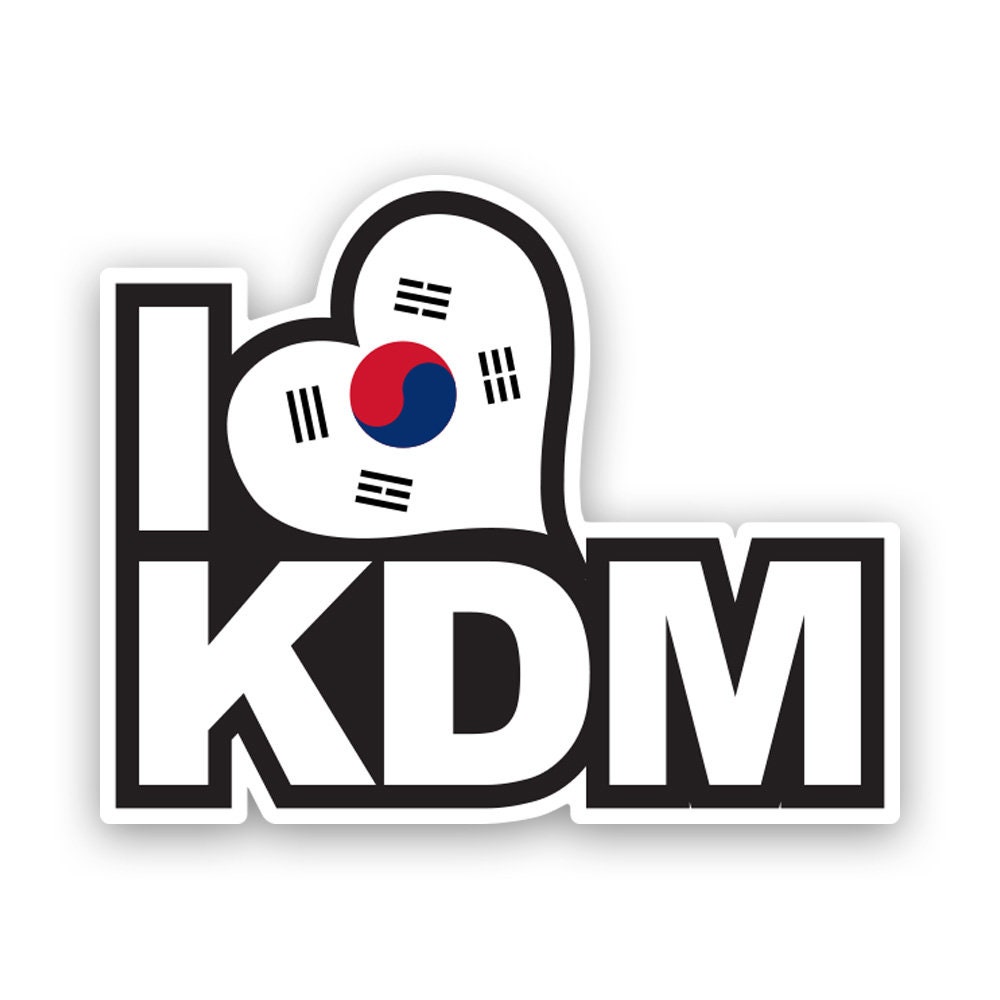 Drapeau coréen I Love KDM Autocollant - Decal - Fabriqué aux États-Unis - Protégé UV - Corée Marché intérieur coréen