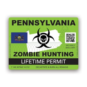 Alberta Zombie Hunting Permit Sticker Die Cut Decal Outbreak Response