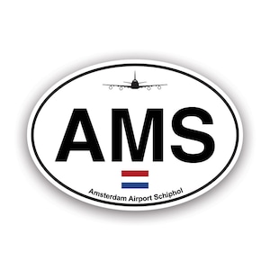 Amsterdam Airport Schiphol Euro Oval Sticker - Decal - American Made - UV Protected - amx netherlands