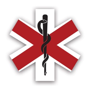 Alabama Star of Life Flag Sticker - Decal - American Made - UV Protected ems emt emergency meidcal services rod of asclepius al