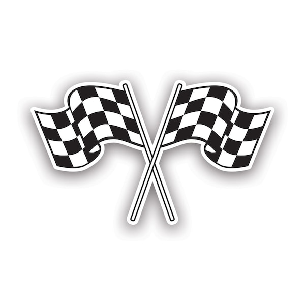 Dual Checkered Flags Sticker - Decal - American Made - UV Protected - win winning racing 1st first podium p1