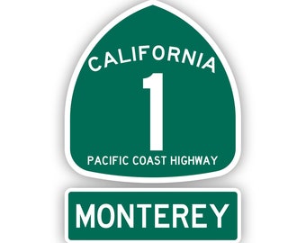 Sticker Monterey-bord PCH 1 - sticker - in Amerika gemaakt - UV-bestendig - pch1 Pacific Coast Highway Shield
