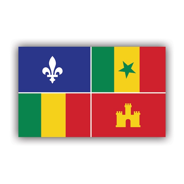 Creole Flag Sticker - Decal - American Made - UV Protected louisiana cajun new orleans french fleur de lis