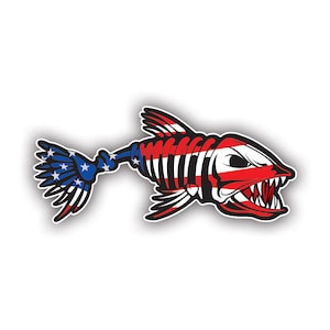 USA Bonefish Sticker - Decal - American Made - UV Protected - american flag fishing fish bone fish