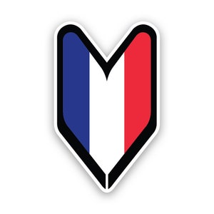 French Driver Badge Sticker - Decal - American Made - UV Protected - wakaba green leaf shoshin beginner driver soshinoya jdm france fra fr