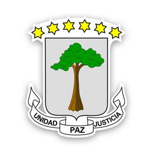 Equatoguinean Coat of Arms Sticker - Decal - American Made - UV Protected equatorial guinea flag gnq gq coa