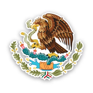 Mexican Coat of Arms Sticker - Decal - American Made - UV Protected mexico flag mex mx coa