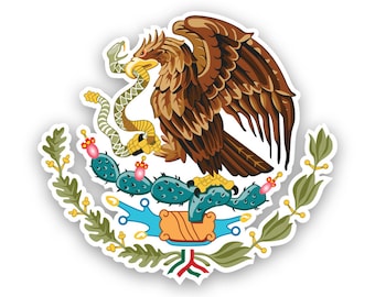 Mexican Coat of Arms Sticker - Decal - American Made - UV Protected mexico flag mex mx coa