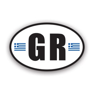 Greece Oval Sticker - Decal - American Made - UV Protected greek flag country code euro gr v5