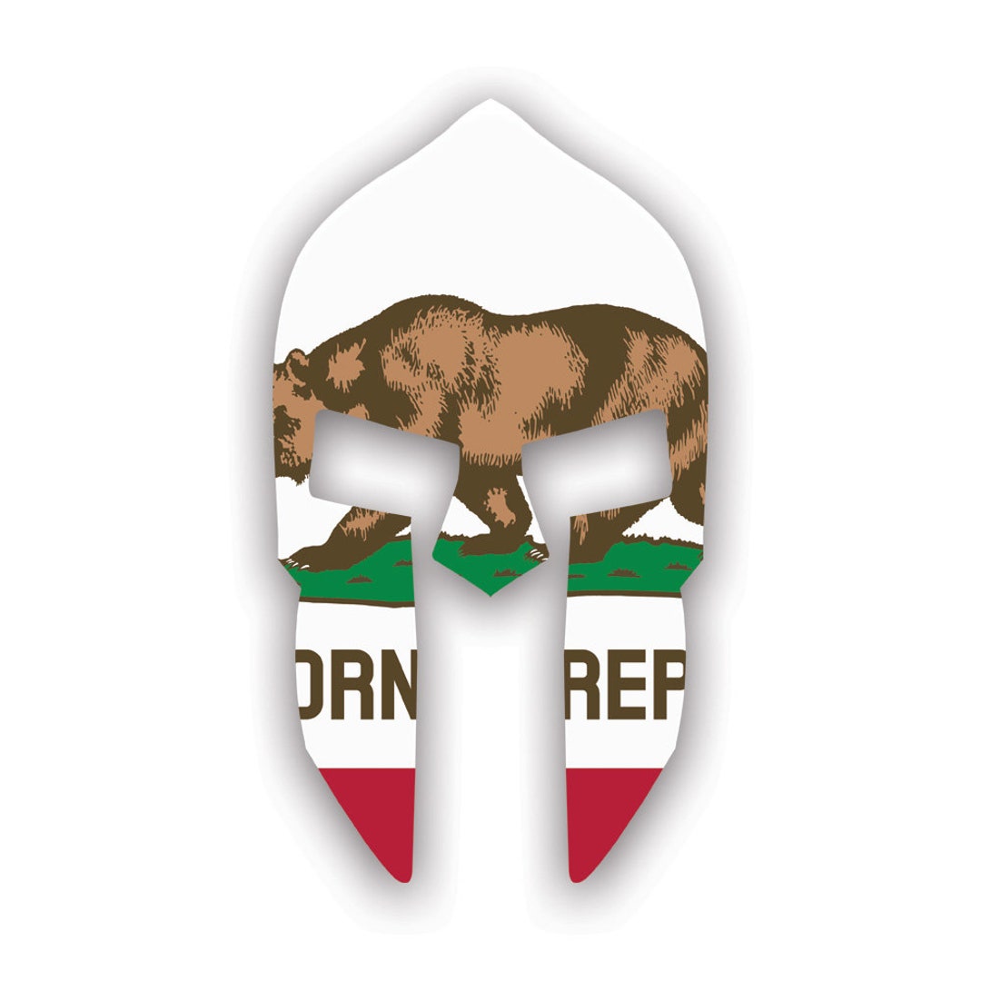 California Flag Spartan Helmet Sticker - Decal - American Made - UV ...