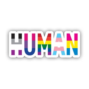 Human LGBT Flag Gay Pride Sticker - Decal - American Made - UV Protected lesbian gay bisexual transgender rainbow flag