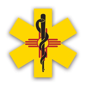 New Mexico Star of Life Flag Sticker - Decal - American Made - UV Protected ems emt emergency meidcal services rod of asclepius nm