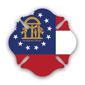 Georgia State Maltese Cross Shaped Sticker - Decal - American Made - UV Protected  fighter dept first responder symbol of protection