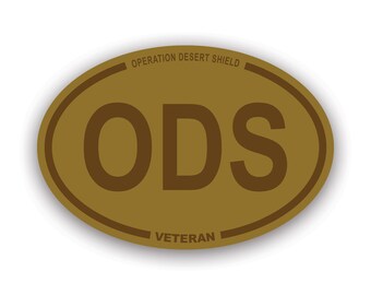 Desert Camo Operation Desert Shield Veteran ODS Oval Sticker - Decal - American Made - UV Protected storm iraq us central command uscentcom