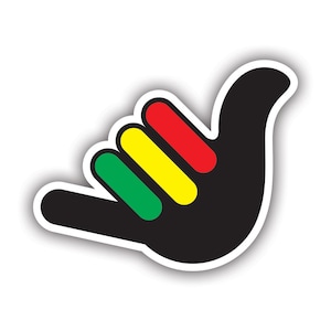 Rasta Hang Loose Sticker - Decal - American Made - UV Protected - rasta stripes rastafari shaka reggae