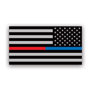 Reverse Red / Blue Line Subdued American Flag Sticker - Decal - American Made - UV Protected - police fire firefighter safety emt ems
