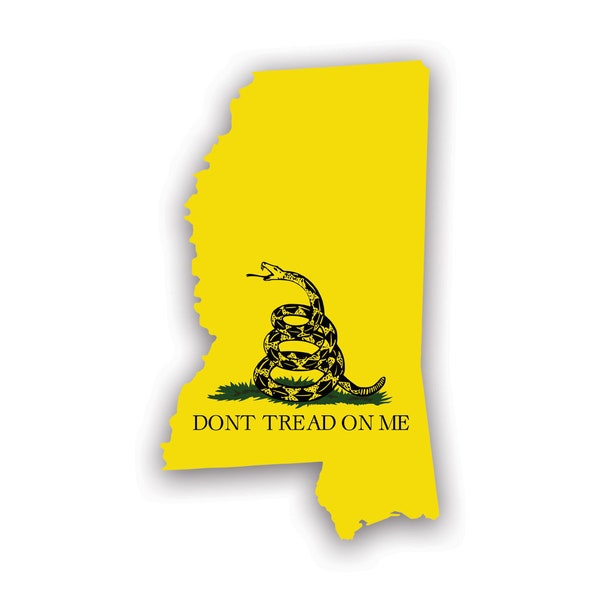 Mississippi State Shaped Gadsden Flag Sticker - Decal - American Made - UV Protected ms don't tread on me rattlesnake coiled historical