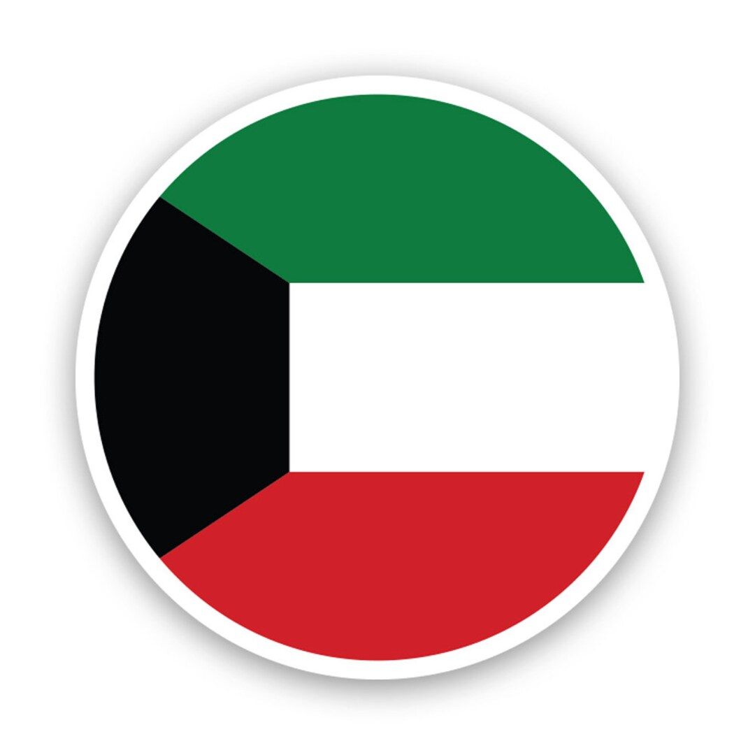 Round Kuwaiti Flag Sticker Decal American Made UV Etsy